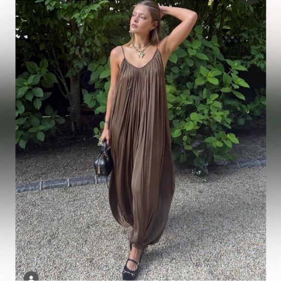 Zara COLLECTION LONG PLEATED JUMPSUIT | M NWT - Picture 5 of 16